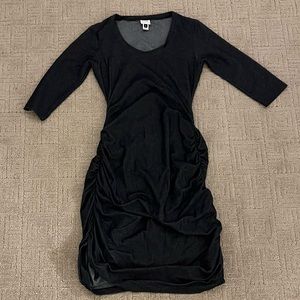 C. Lin Ruched long sleeve Midi Dress